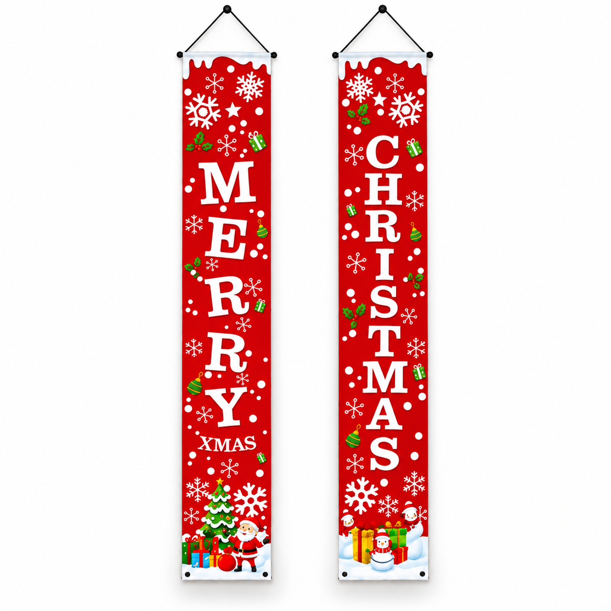 ๐ Merry Christmas Porch Banners โ Festive Front Door Hanging Decorations (2PCS)
