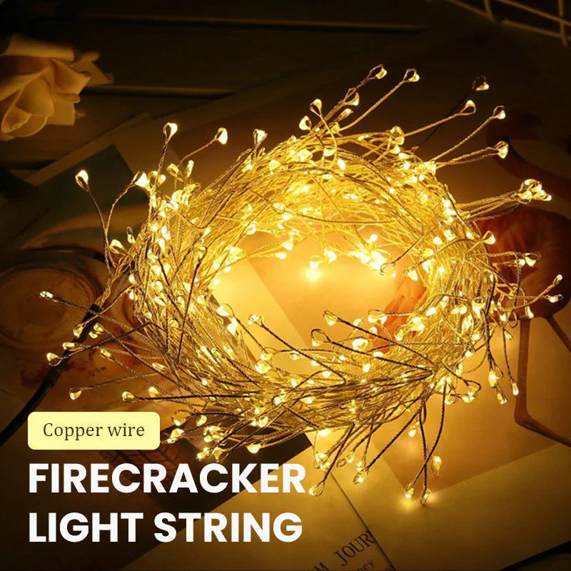 🎁 LED Copper Wire Firecracker String Lights – Warm Festive Fairy Lights ✨