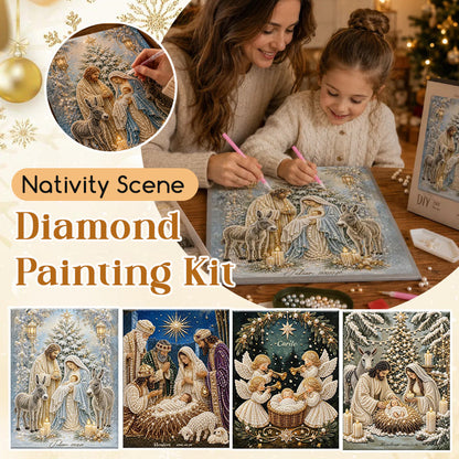 ✝️ LAST DAY 69% OFF – 💎Premium 3D Diamond Jesus Birth Nativity Scene Painting Art Kit | Luxury Flocked Canvas with Scratch-Resistant Non-Fading Diamond Beads DIY Christmas Faith Decor 🌟✝️💎