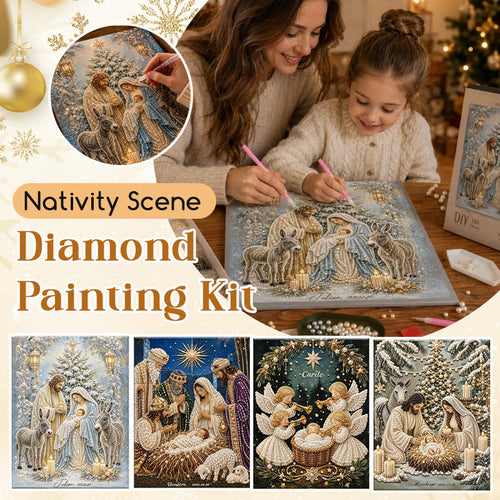 ✝️ LAST DAY 69% OFF – 💎Premium 3D Diamond Jesus Birth Nativity Scene Painting Art Kit | Luxury Flocked Canvas with Scratch-Resistant Non-Fading Diamond Beads DIY Christmas Faith Decor 🌟✝️💎