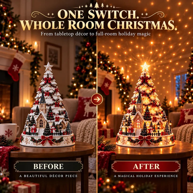 🎄Christmas Village Projection Centerpiece – 4 Themed Villages