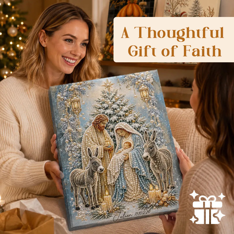 ✝️ LAST DAY 69% OFF – 💎Premium 3D Diamond Jesus Birth Nativity Scene Painting Art Kit | Luxury Flocked Canvas with Scratch-Resistant Non-Fading Diamond Beads DIY Christmas Faith Decor 🌟✝️💎