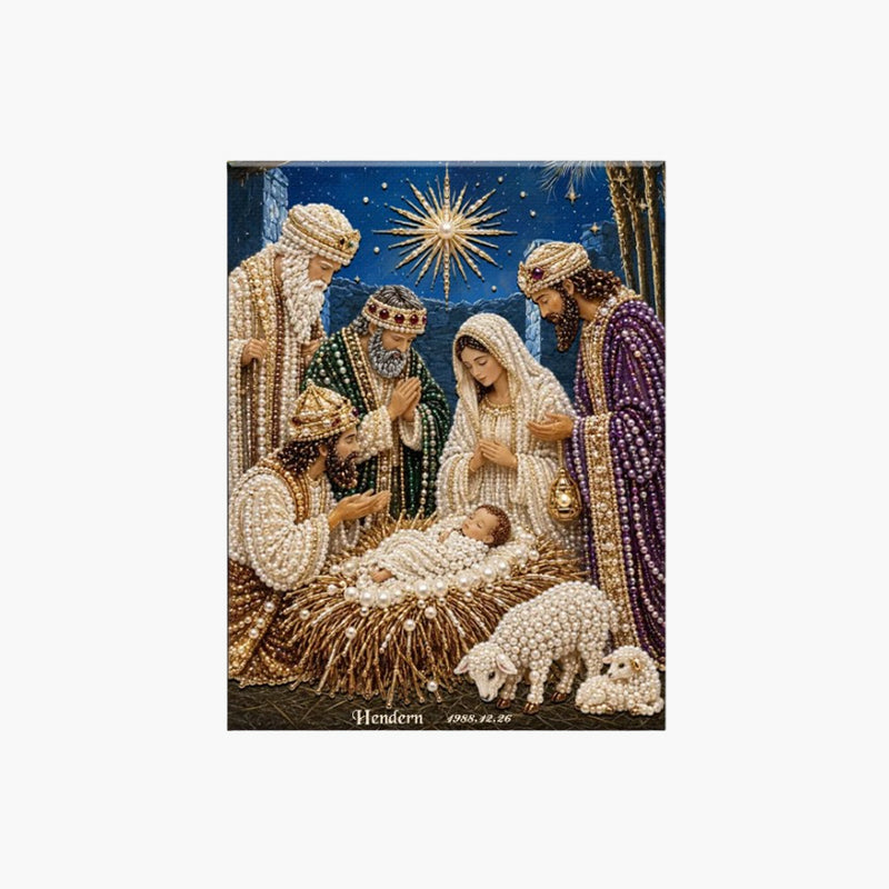 ✝️ LAST DAY 69% OFF – 💎Premium 3D Diamond Jesus Birth Nativity Scene Painting Art Kit | Luxury Flocked Canvas with Scratch-Resistant Non-Fading Diamond Beads DIY Christmas Faith Decor 🌟✝️💎