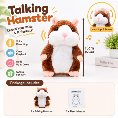 🥳2026 HOT SALE🥳💞50K+ SOLD! 🐹✨ 50% OFF! Talking Hamster Plush – repeats whatever you say, auto head-shaking, hilarious fun for kids & adults. Perfect gift & pet entertainment! 🎁💚