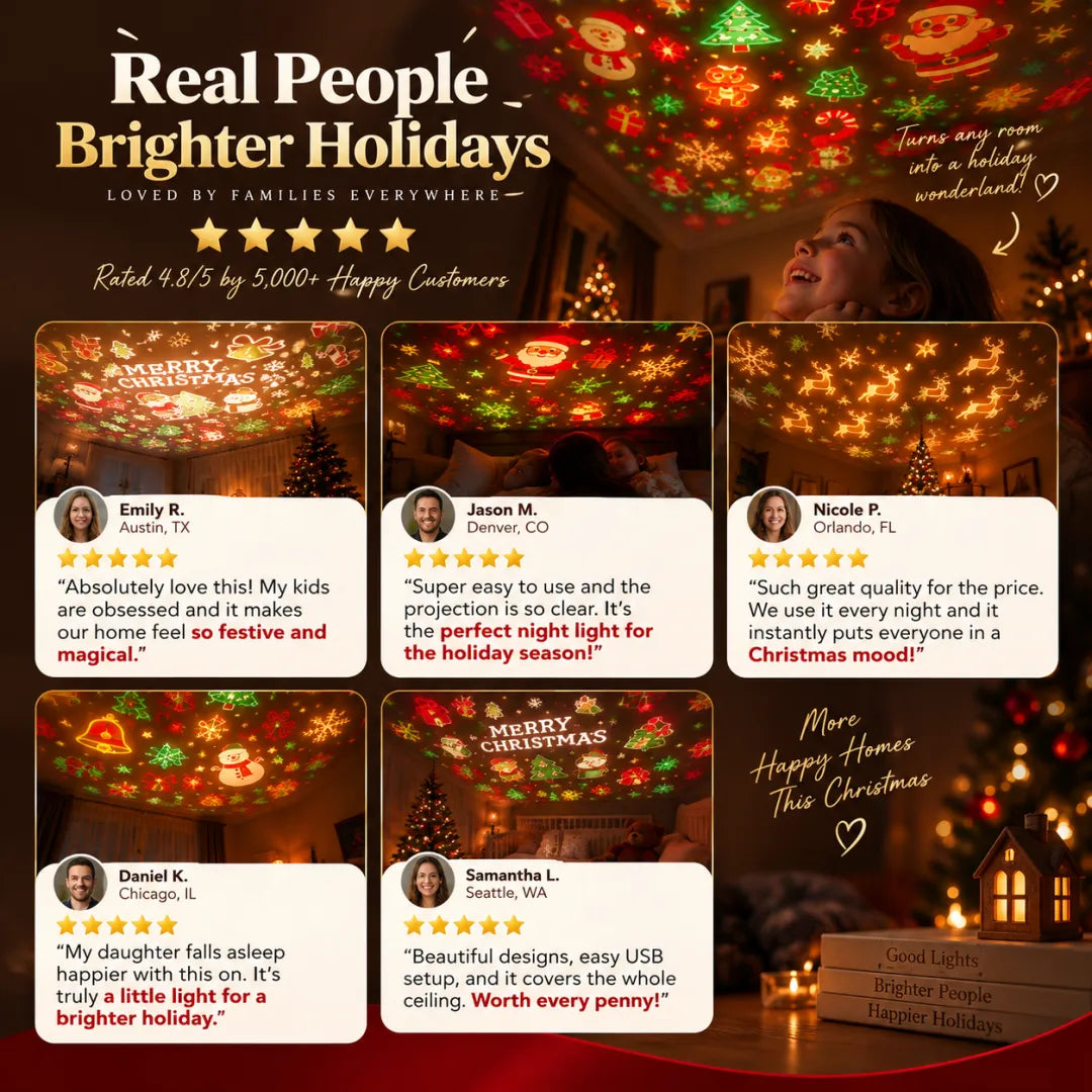 🎁USB Christmas Projection Lamp with 6 Festive Scenes