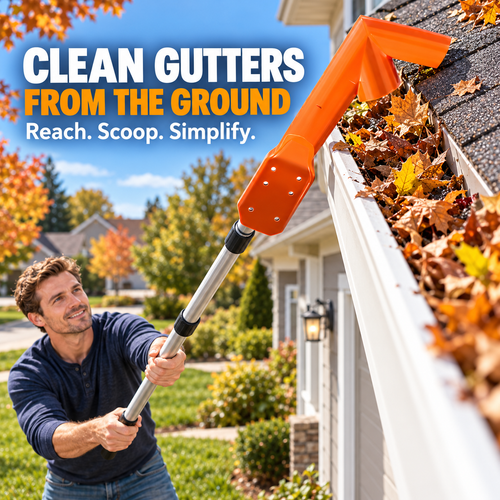🍂No-Climb Gutter Cleaning Tool – Adjustable No-Ladder Debris Scoop