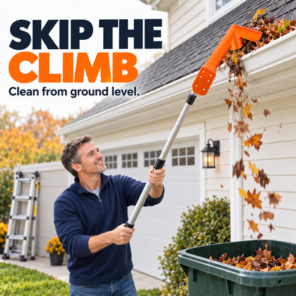 🍂No-Climb Gutter Cleaning Tool – Adjustable No-Ladder Debris Scoop