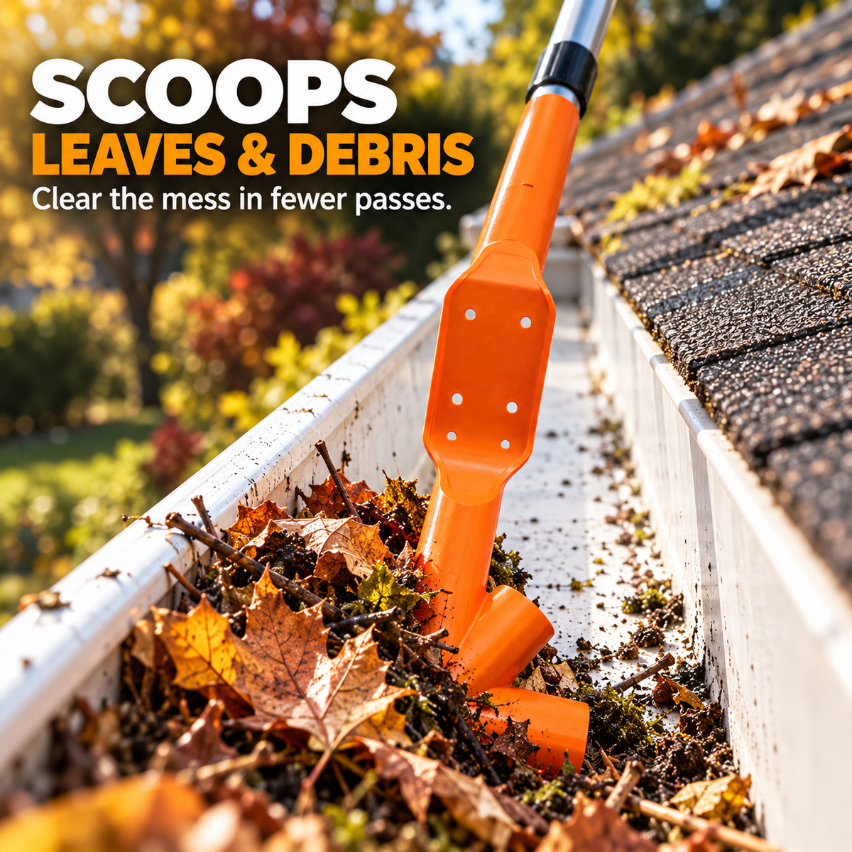 🍂No-Climb Gutter Cleaning Tool – Adjustable No-Ladder Debris Scoop