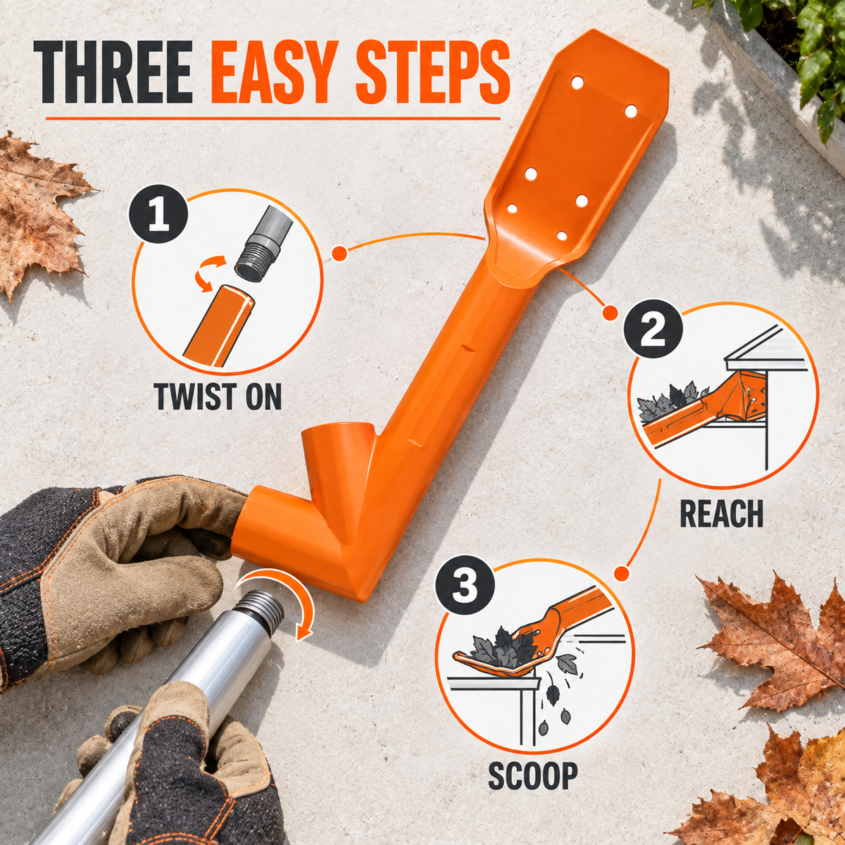 🍂No-Climb Gutter Cleaning Tool – Adjustable No-Ladder Debris Scoop