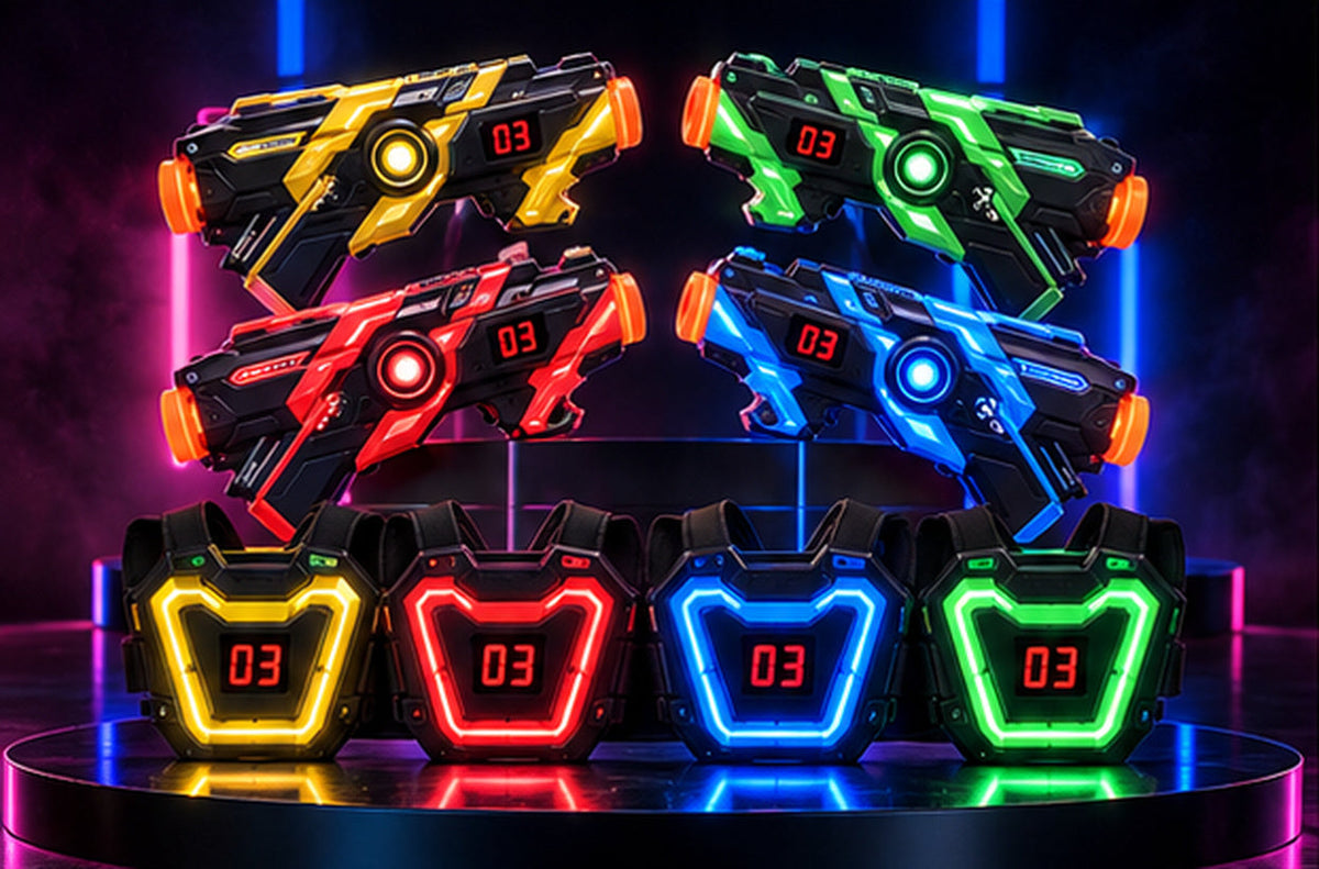 Infrared Laser Tag Battle Set – Neon Blasters & Chest Targets – Softryn