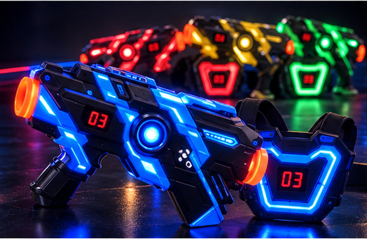 Infrared Laser Tag Battle Set – Neon Blasters & Chest Targets – Softryn