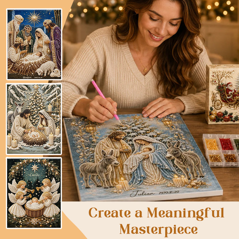 ✝️ LAST DAY 69% OFF – 💎Premium 3D Diamond Jesus Birth Nativity Scene Painting Art Kit | Luxury Flocked Canvas with Scratch-Resistant Non-Fading Diamond Beads DIY Christmas Faith Decor 🌟✝️💎