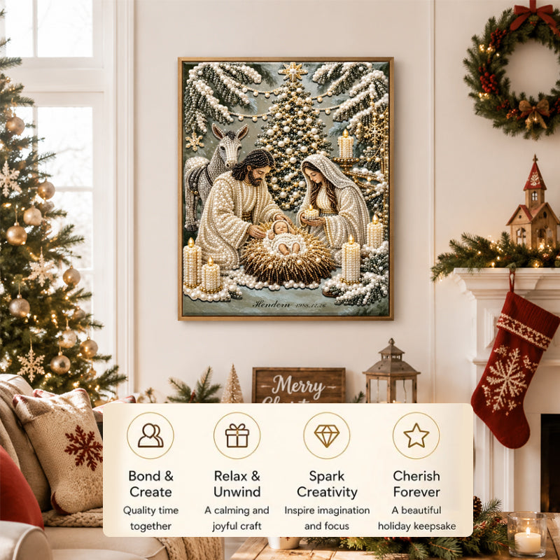 ✝️ LAST DAY 69% OFF – 💎Premium 3D Diamond Jesus Birth Nativity Scene Painting Art Kit | Luxury Flocked Canvas with Scratch-Resistant Non-Fading Diamond Beads DIY Christmas Faith Decor 🌟✝️💎