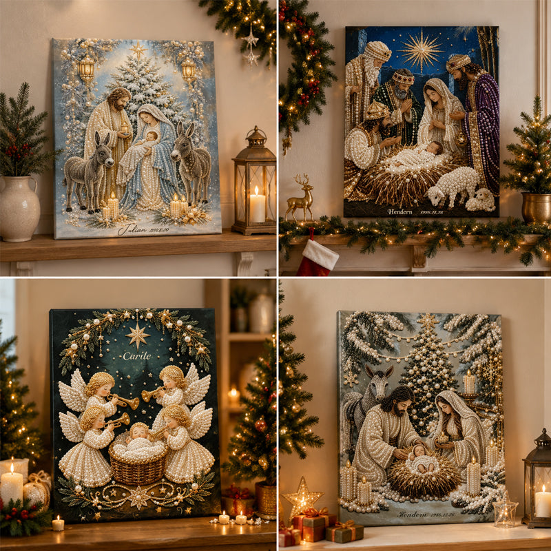 ✝️ LAST DAY 69% OFF – 💎Premium 3D Diamond Jesus Birth Nativity Scene Painting Art Kit | Luxury Flocked Canvas with Scratch-Resistant Non-Fading Diamond Beads DIY Christmas Faith Decor 🌟✝️💎