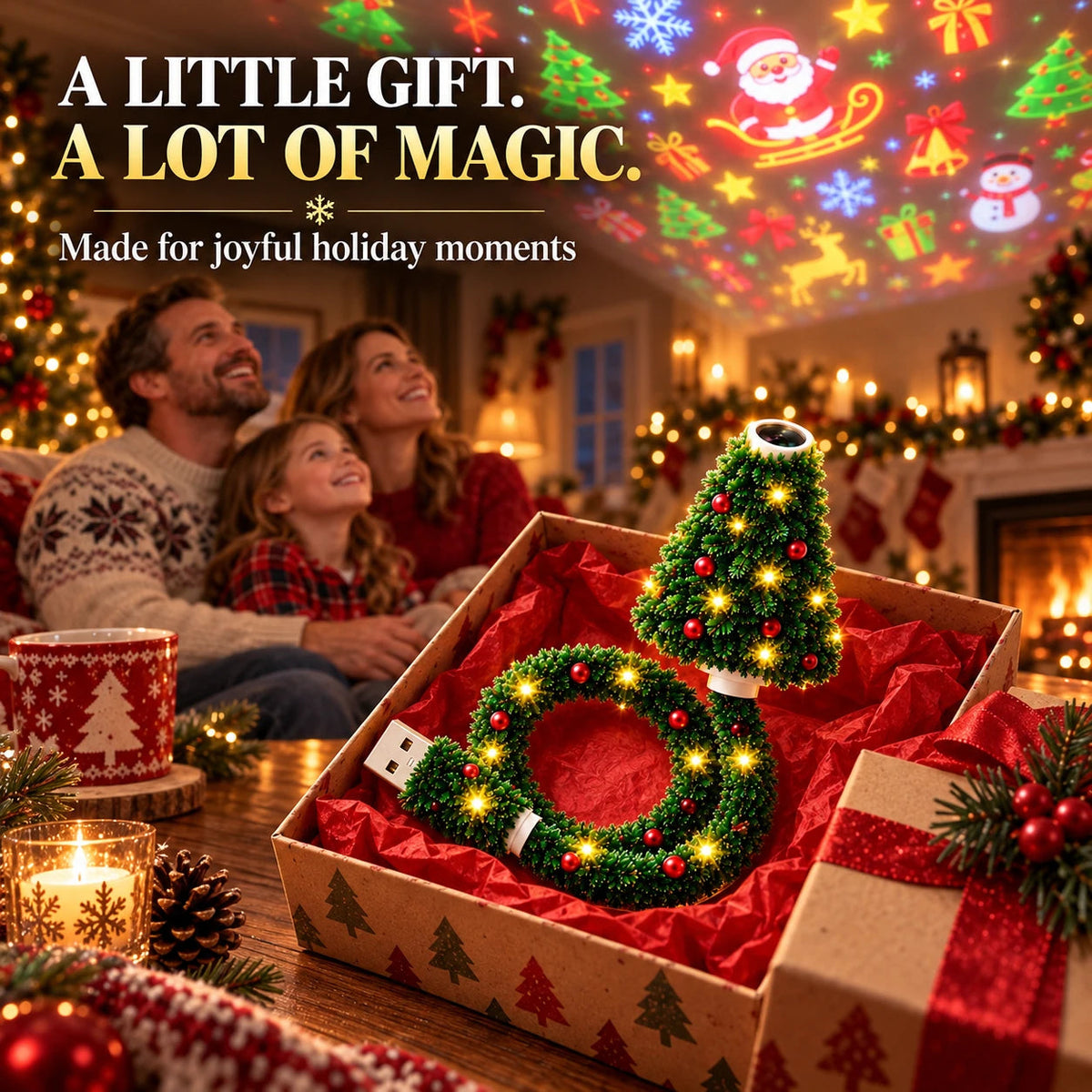 🎁USB Christmas Projection Lamp with 6 Festive Scenes