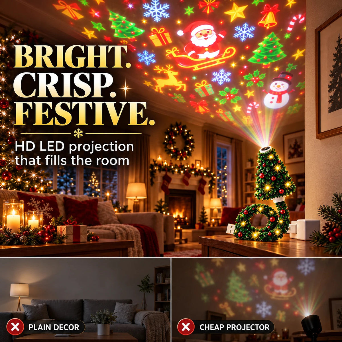 🎁USB Christmas Projection Lamp with 6 Festive Scenes