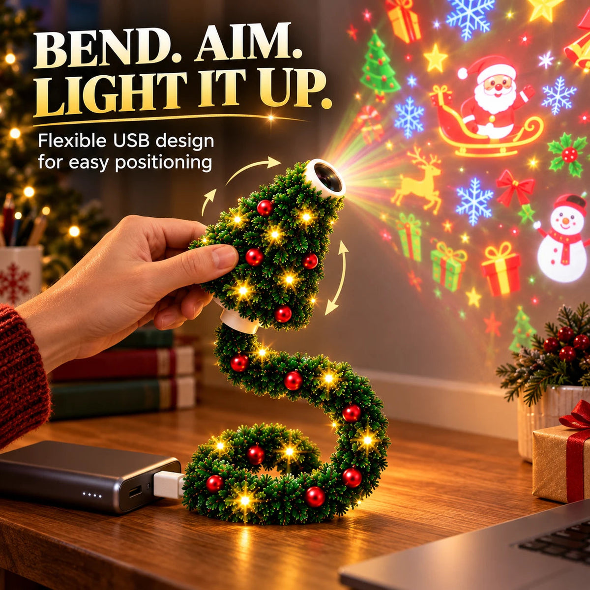 🎁USB Christmas Projection Lamp with 6 Festive Scenes